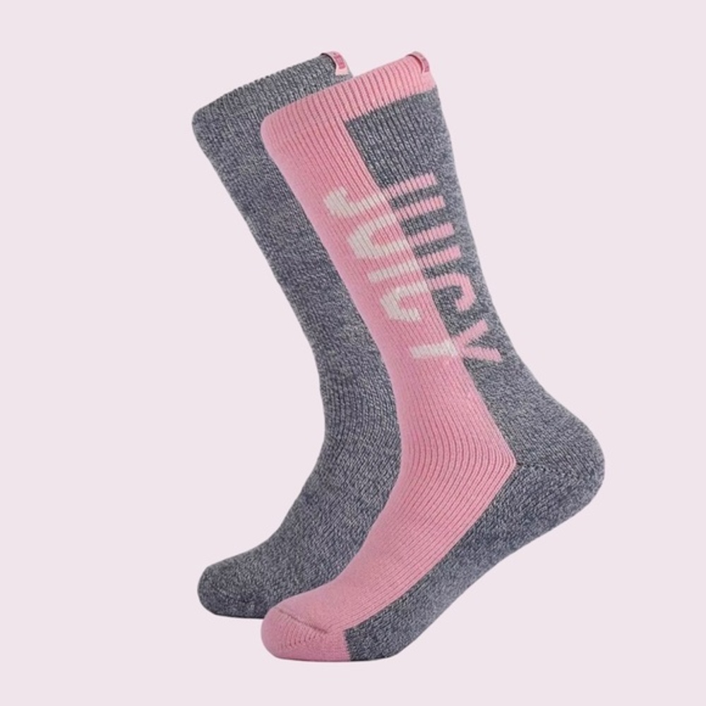 Juicy Couture Grey Contrast 2PCK Boot Socks